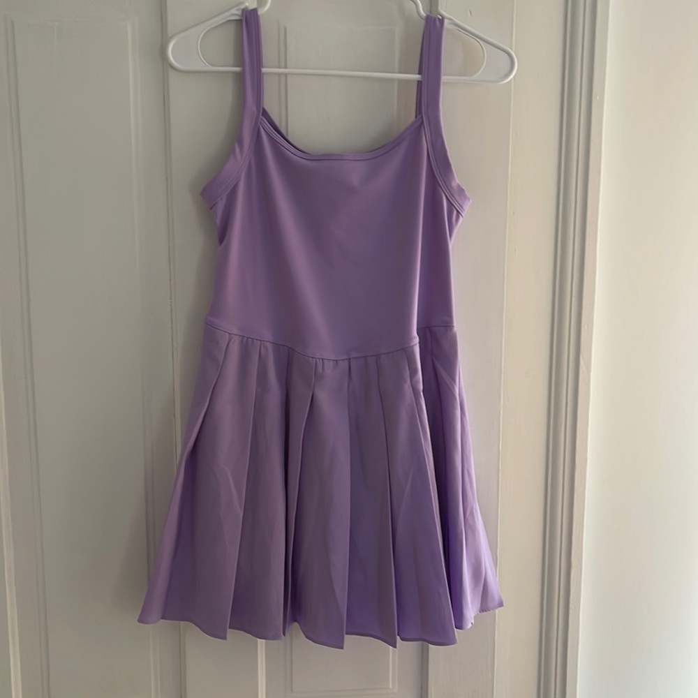 Lilac Pleated Mini Dress with Slim Straps - Women's